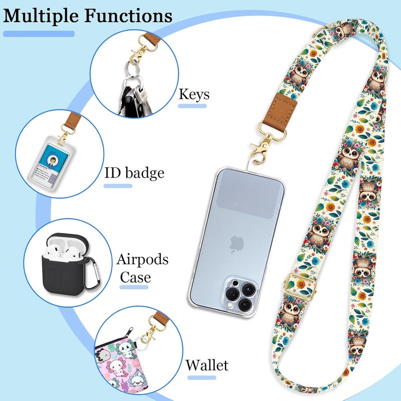 Yonlevres Phone Lanyard Crossbody Strap, Floral Owl Cell Phone Lanyards for around the Neck Wristlet Wrist Strap Animal Adjustable for Keys Case Accessories Travel Essentials - Image 4